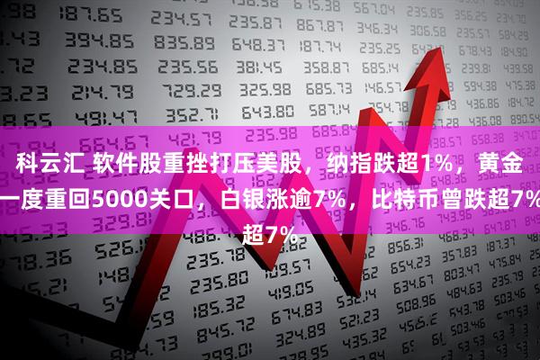科云汇 软件股重挫打压美股，纳指跌超1%，黄金一度重回5000关口，白银涨逾7%，比特币曾跌超7%